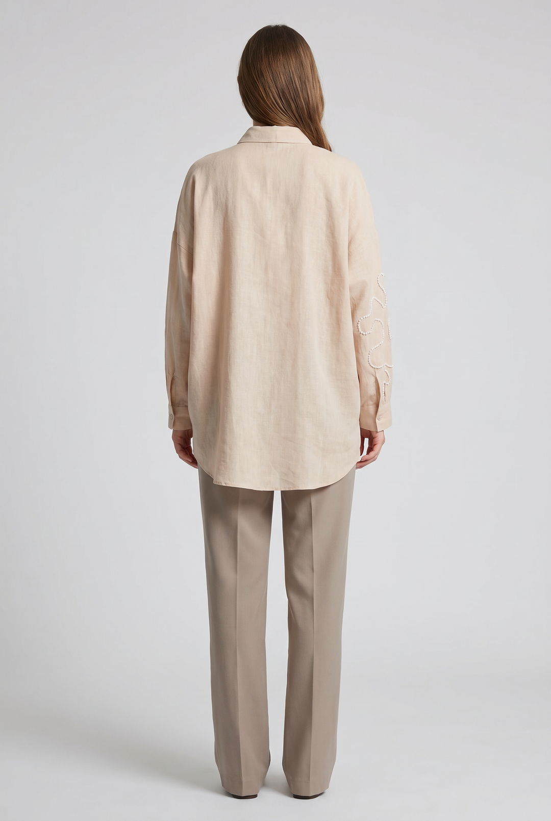 Perlina | Pearl-Beaded Swirl Oversized Shirt