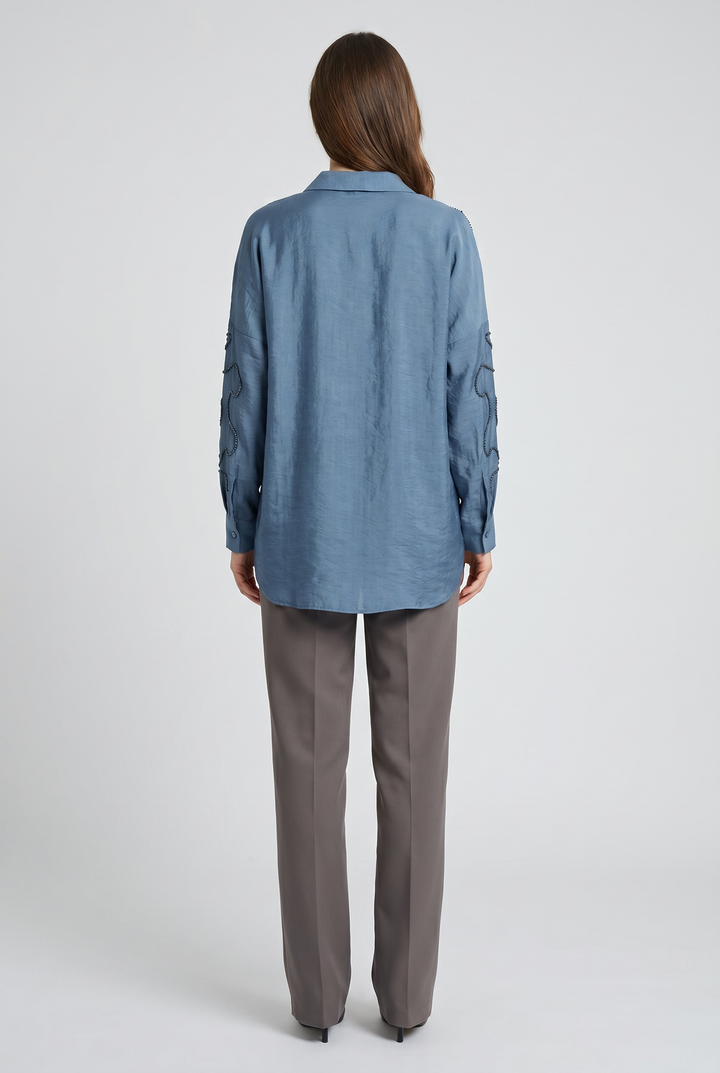 Perlina | Pearl-Beaded Swirl Oversized Shirt