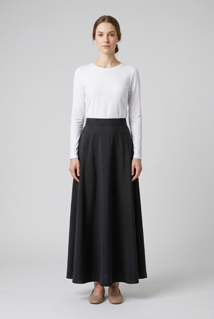Scarlett | Solid A-Line Maxi Skirt
