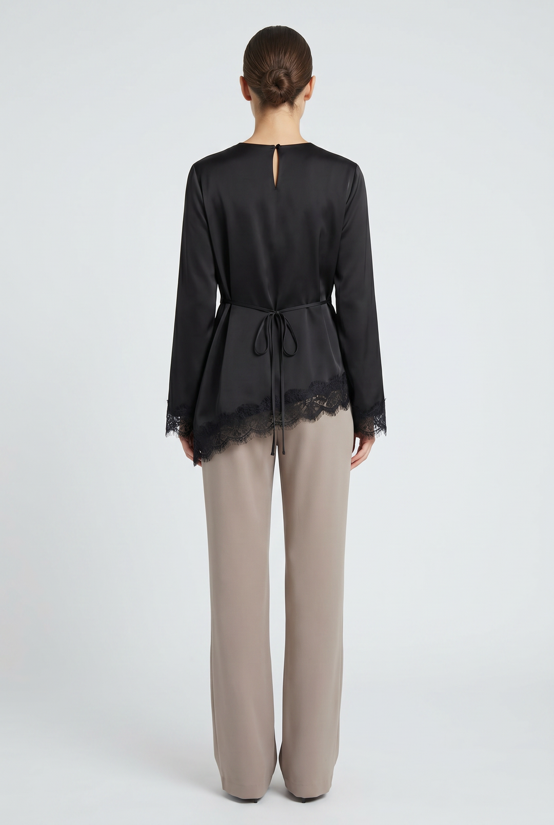 Ivory | Lace-Hem Asymmetric Tunic Blouse