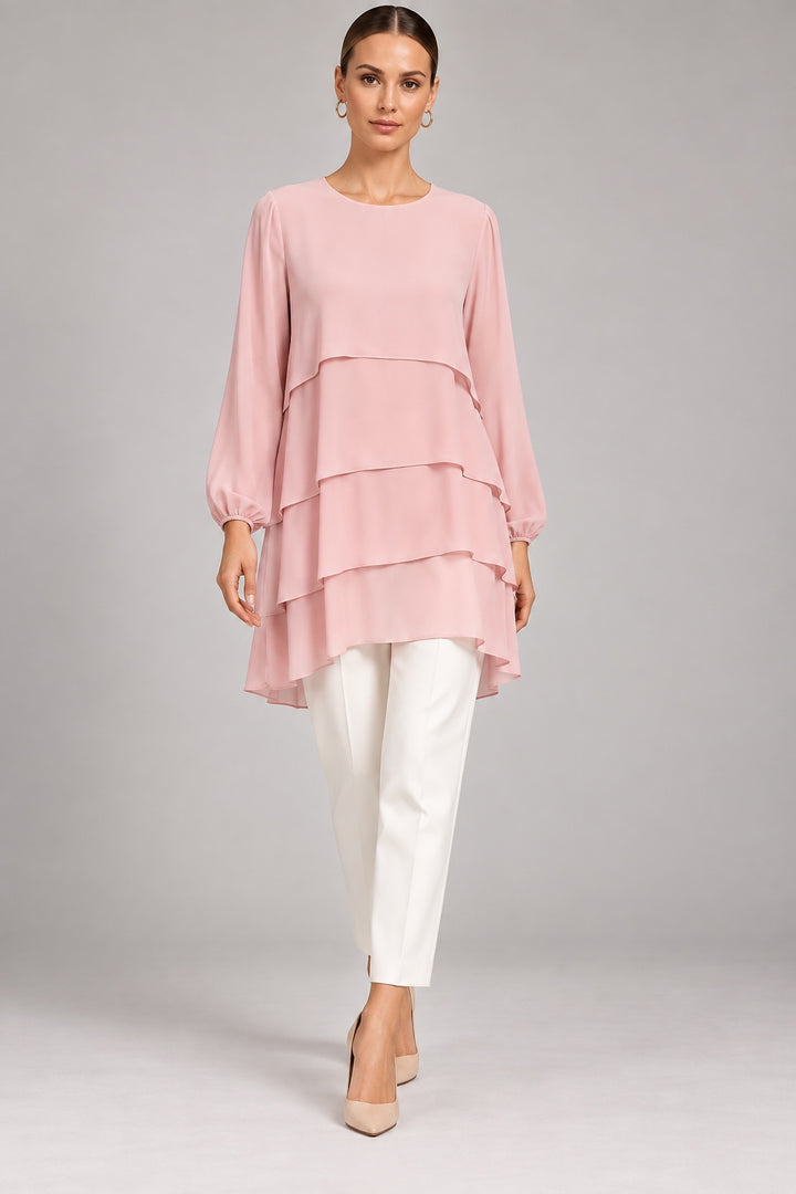 Mila | Layered Tunic — Pink (front)