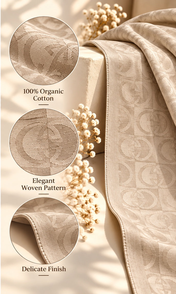 Catena | Chain Link Jacquard Shawl — Beige (back)