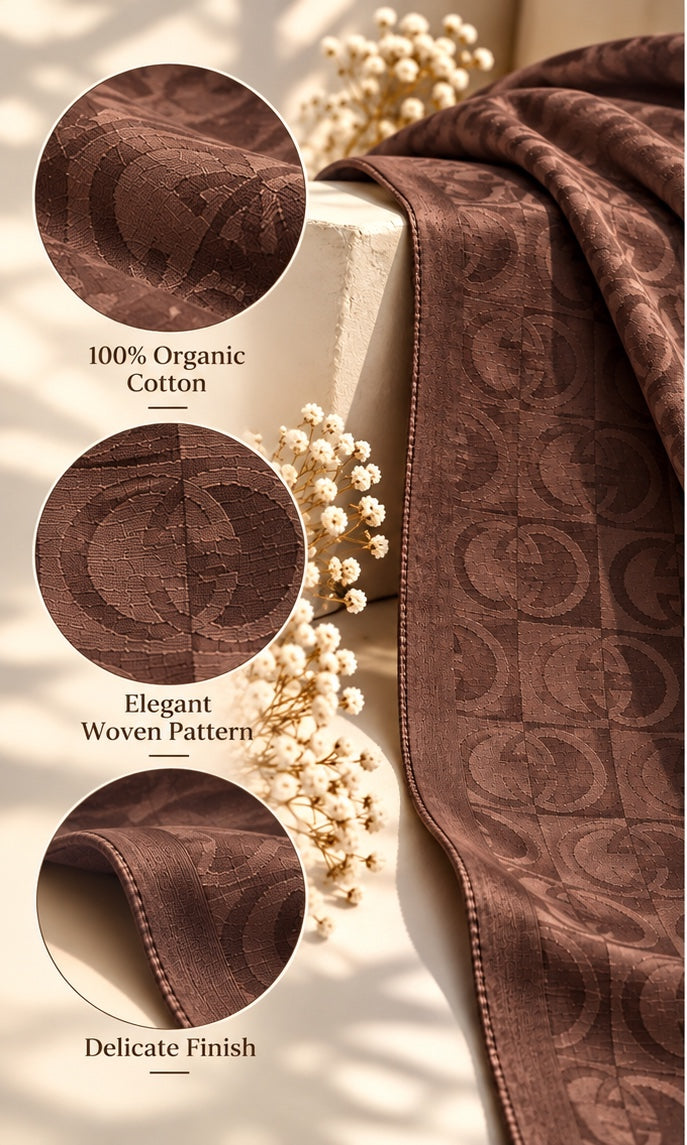 Catena | Chain Link Jacquard Shawl — Dark Brown (back)