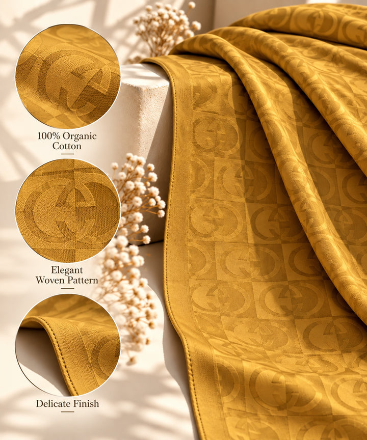 Catena | Chain Link Jacquard Shawl — Mustard (back)