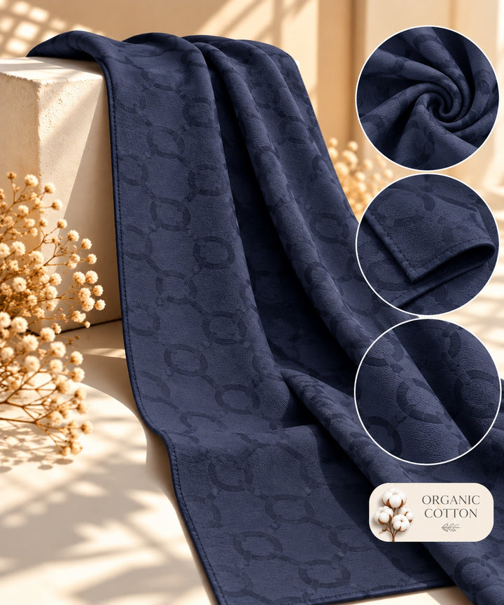 Catena | Chain Link Jacquard Shawl — Navy Blue (back)