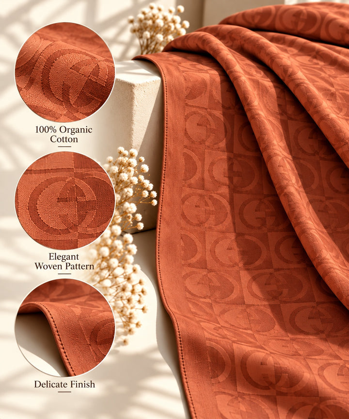 Catena | Chain Link Jacquard Shawl — Orange (back)
