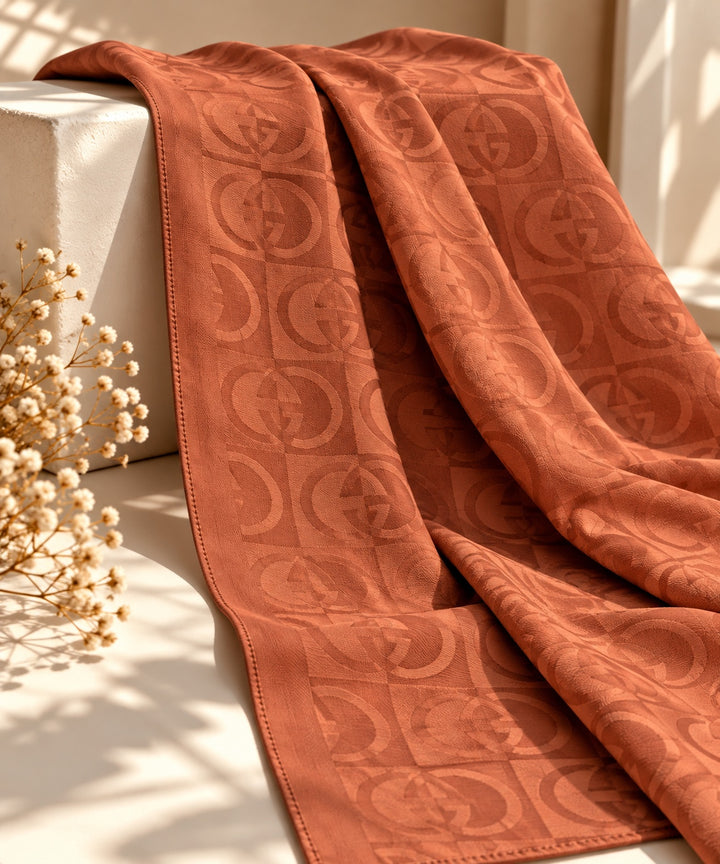 Catena | Chain Link Jacquard Shawl — Orange (front)