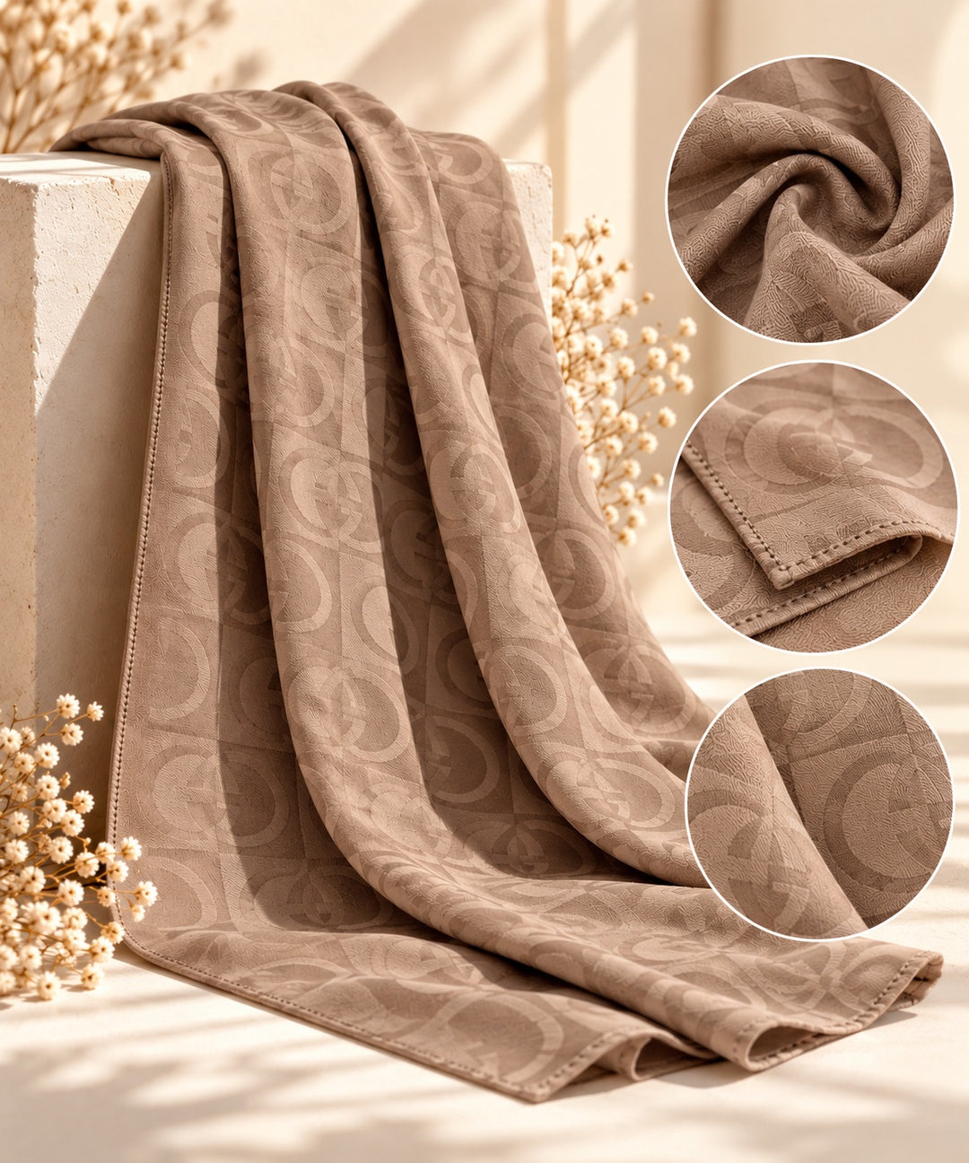 Catena | Chain Link Jacquard Shawl — Vison (back)