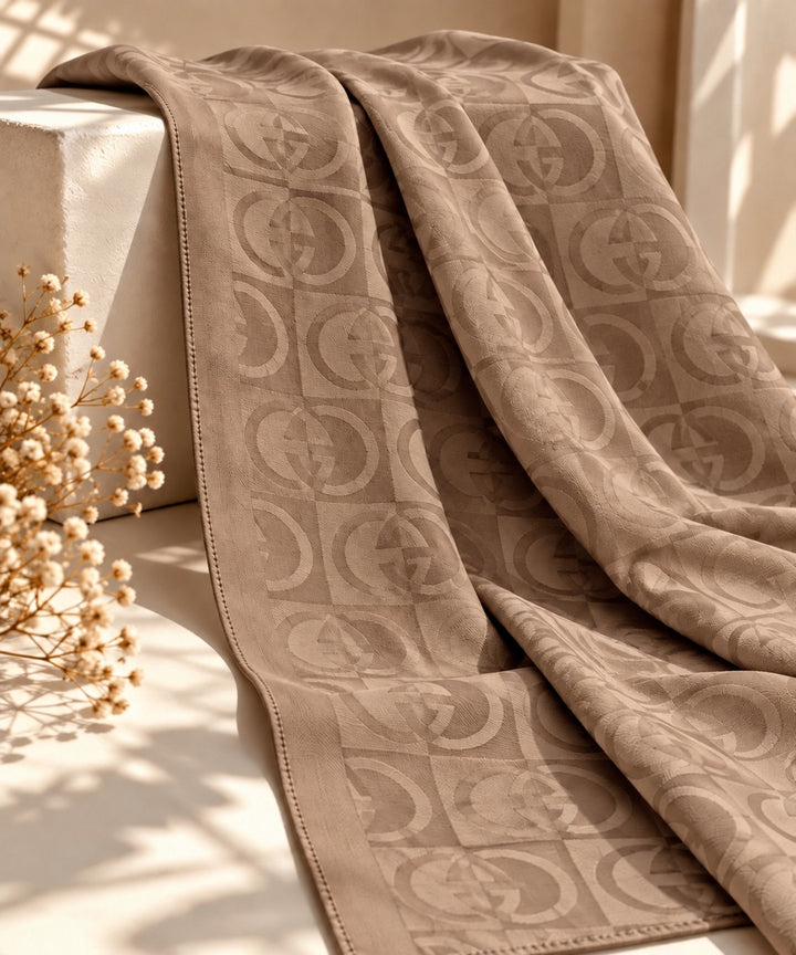 Catena | Chain Link Jacquard Shawl — Vison (front)