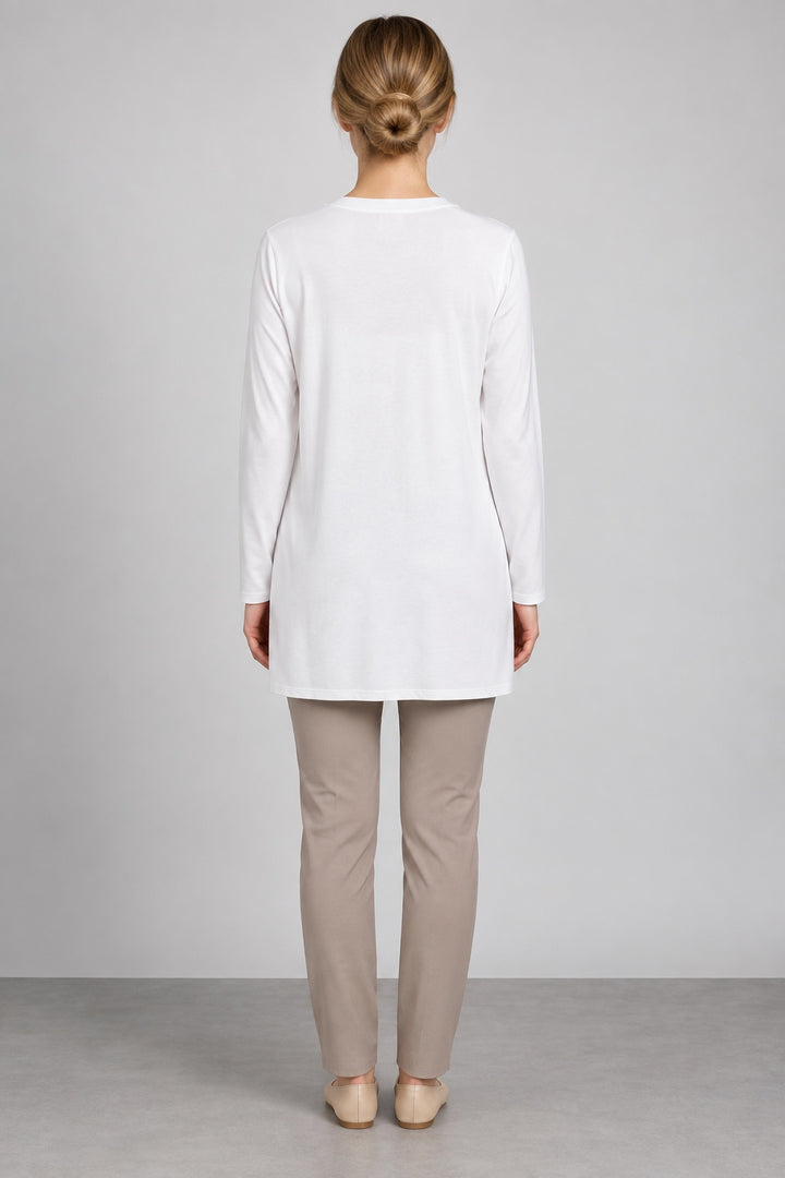Liv | Crepe Long-Sleeve Top — White (back)