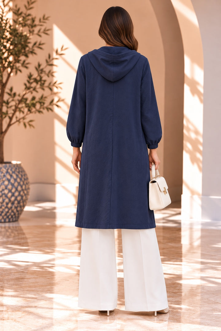 Vesper | Utility Snap Button Cape — Navy (back)