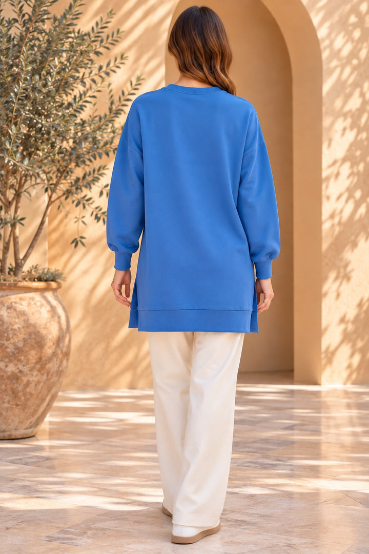 Blaze | Crew Neck Sweatshirt Tunic — Blue (back)