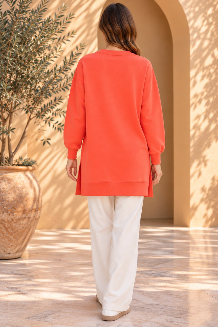 Blaze | Crew Neck Sweatshirt Tunic — Peach (back)