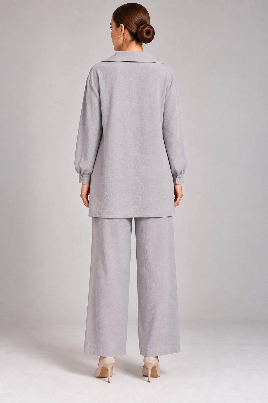 Rubie | Sequin Bow Two-Piece Set — Grey (back)