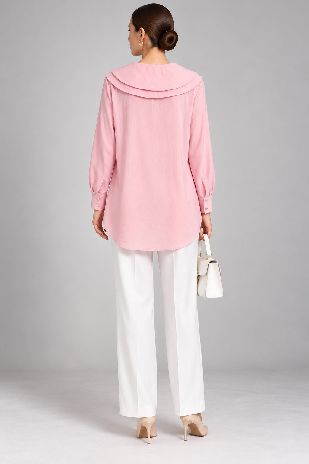 Soleil | Wide Collar Blouse — Pink (back)