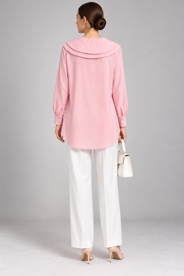 Soleil | Wide Collar Blouse — Pink (back)