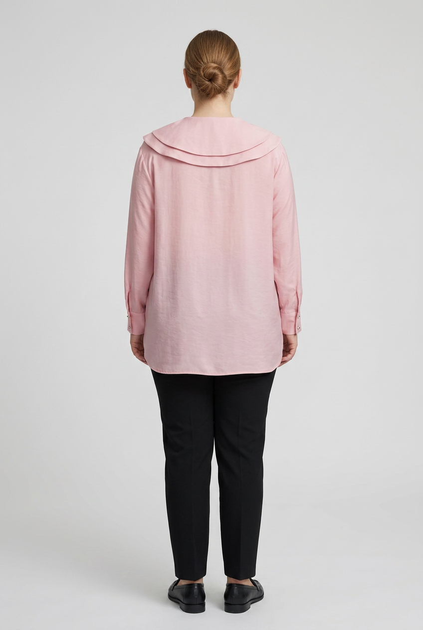Soleil | Wide Collar Blouse — Pink (back)