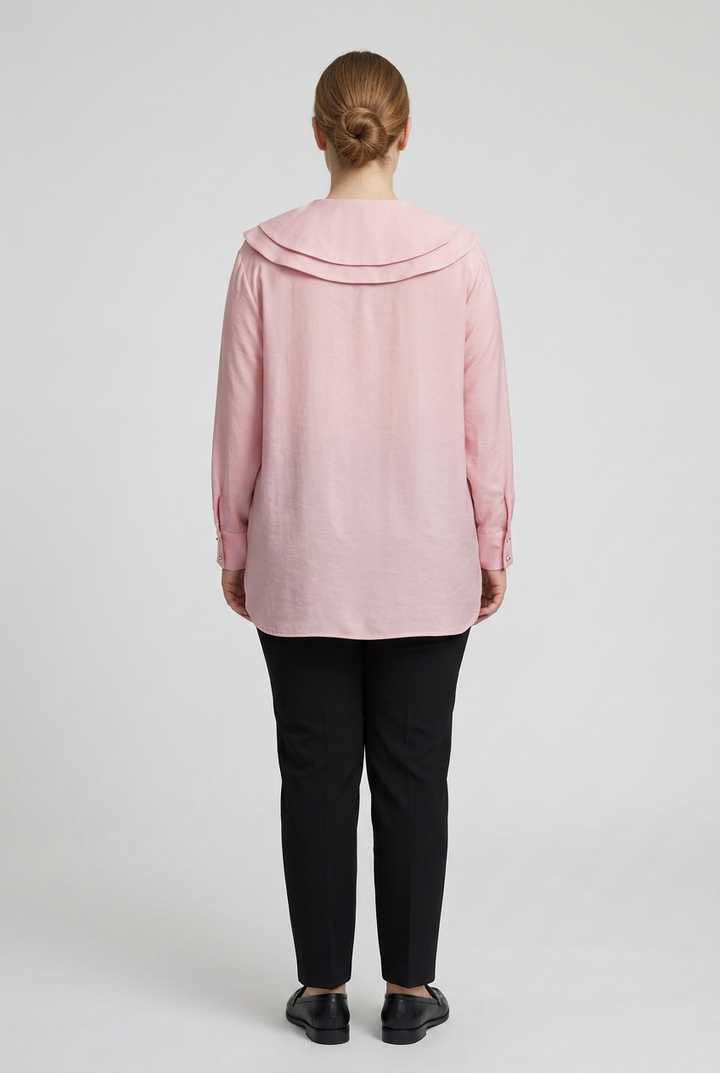 Soleil | Wide Collar Blouse — Pink (back)
