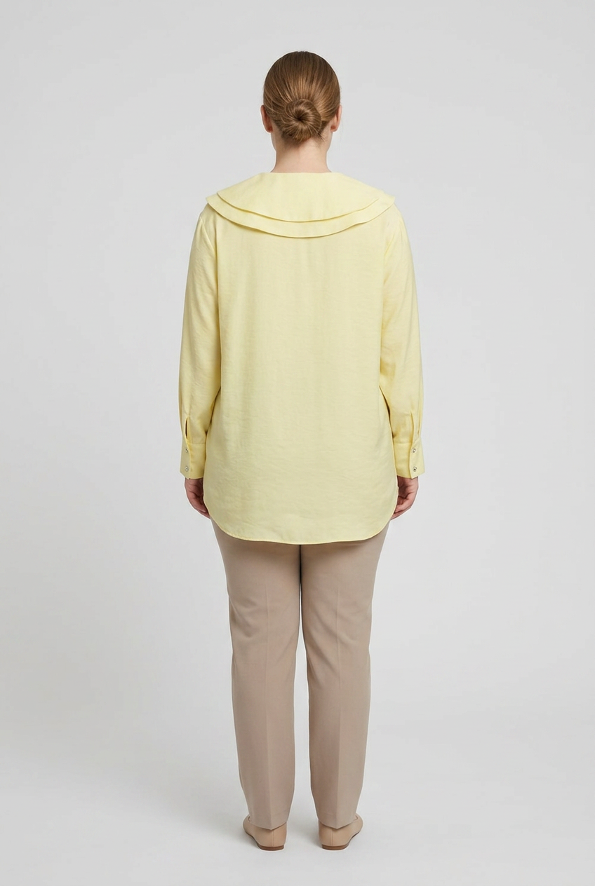 Soleil | Wide Collar Blouse — Yellow (back)