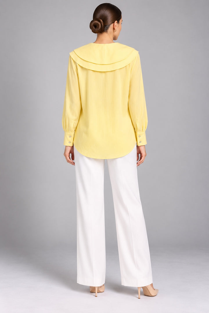 Soleil | Wide Collar Blouse — Yellow (back)