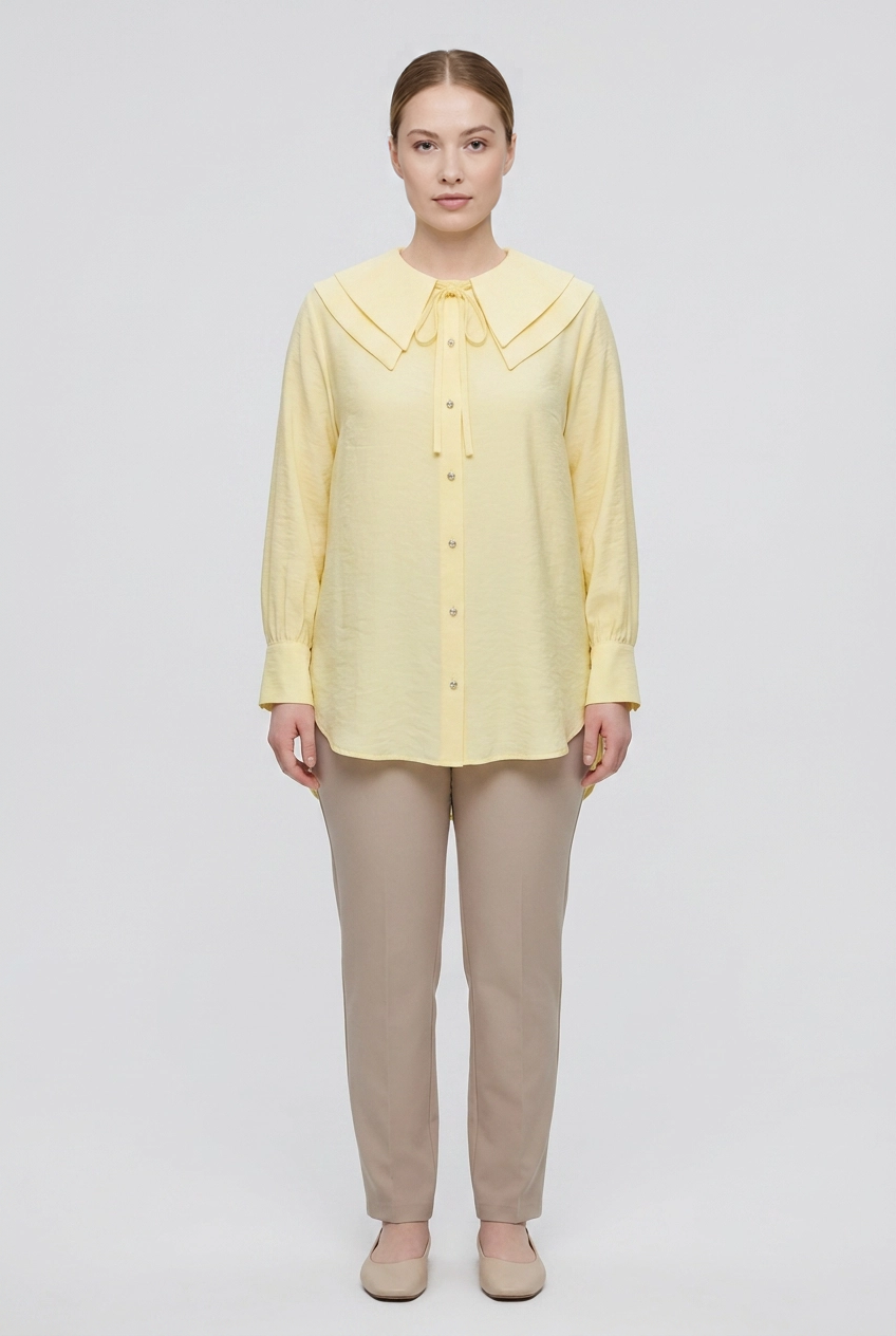 Soleil | Wide Collar Blouse — Yellow (front)
