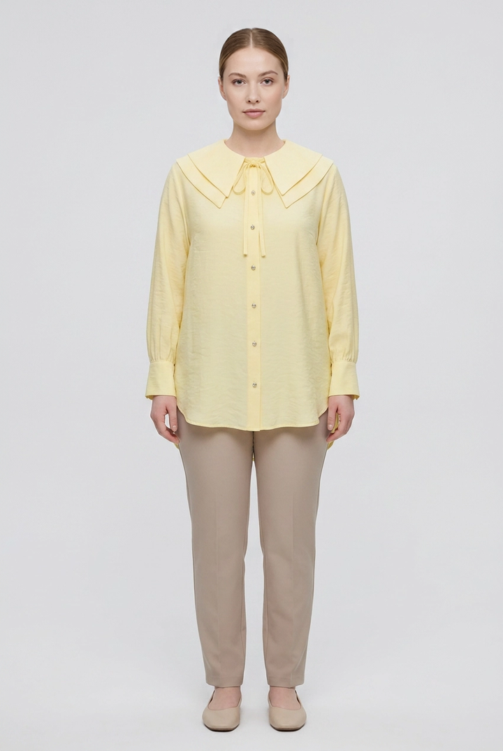 Soleil | Wide Collar Blouse — Yellow (front)