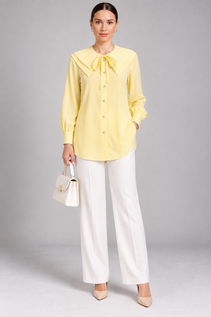 Soleil | Wide Collar Blouse — Yellow (front)
