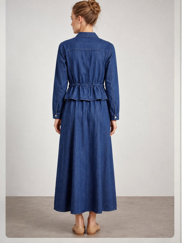 River | Denim Jacket Dress Set — Dark Blue (back)