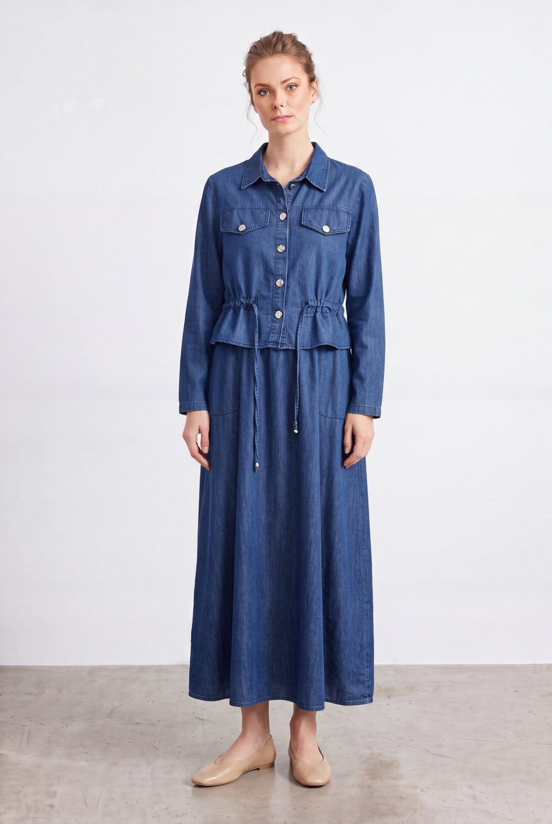 River | Denim Jacket Dress Set — Dark Blue (front)