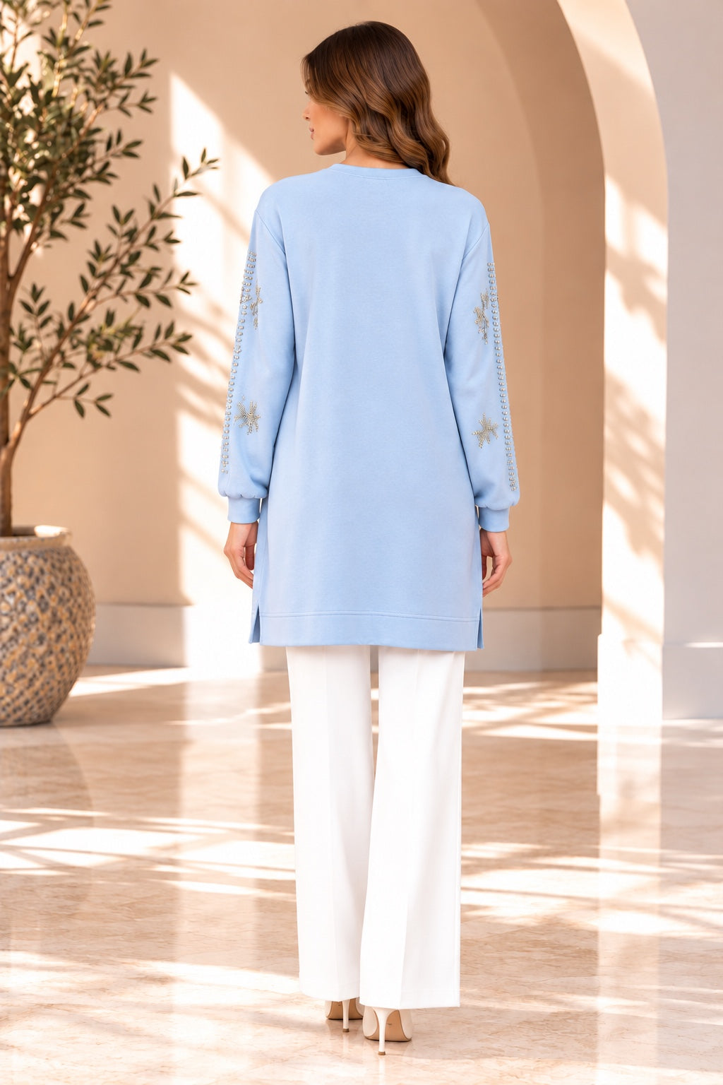 Skye | Crystal Sleeve Tunic — Blue (back)