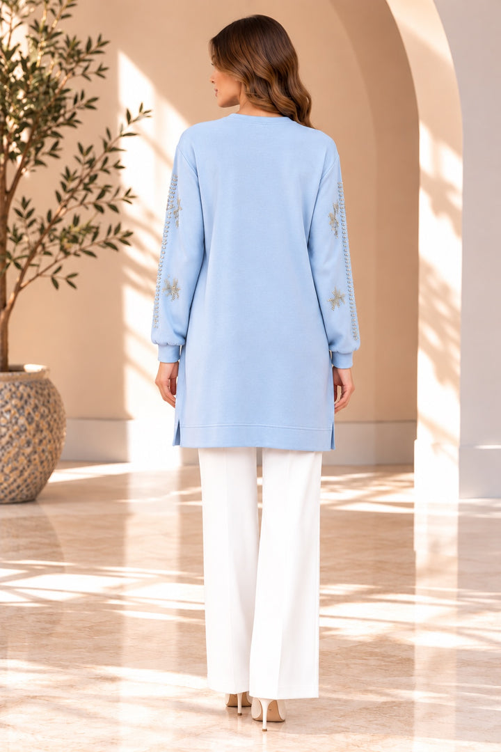 Skye | Crystal Sleeve Tunic — Blue (back)
