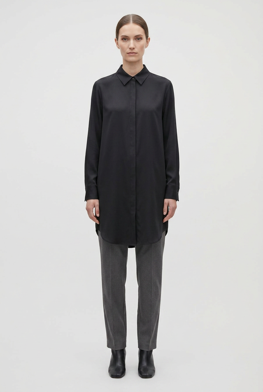 Skye | Oversized Poplin Shirt — Black