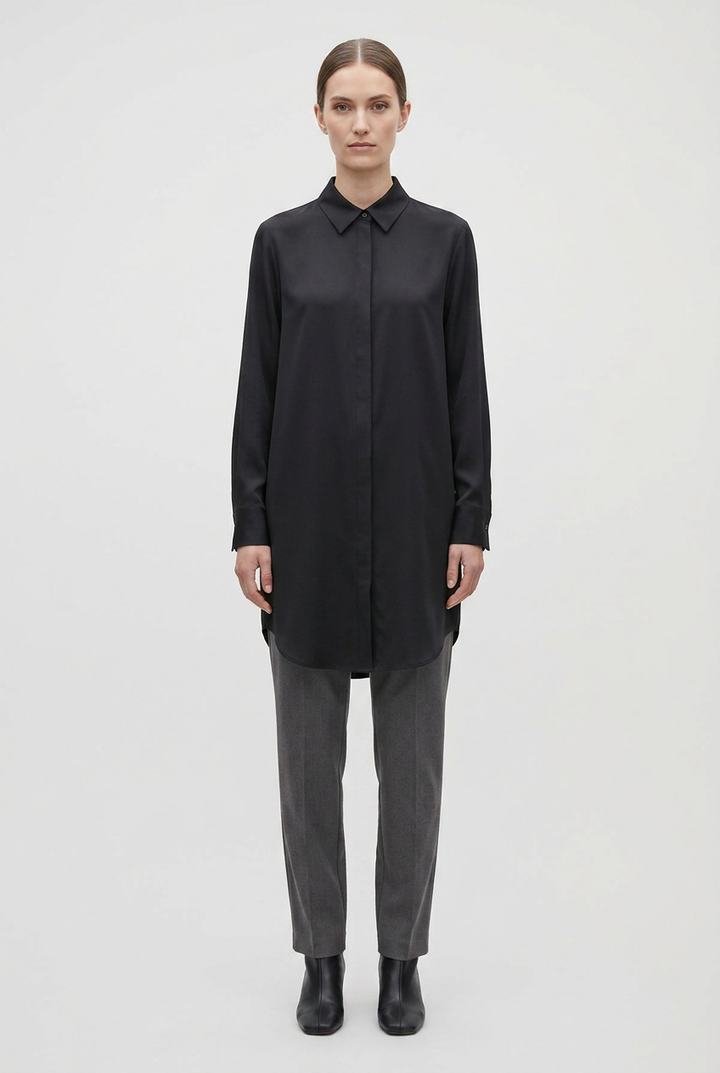 Skye | Oversized Poplin Shirt — Black