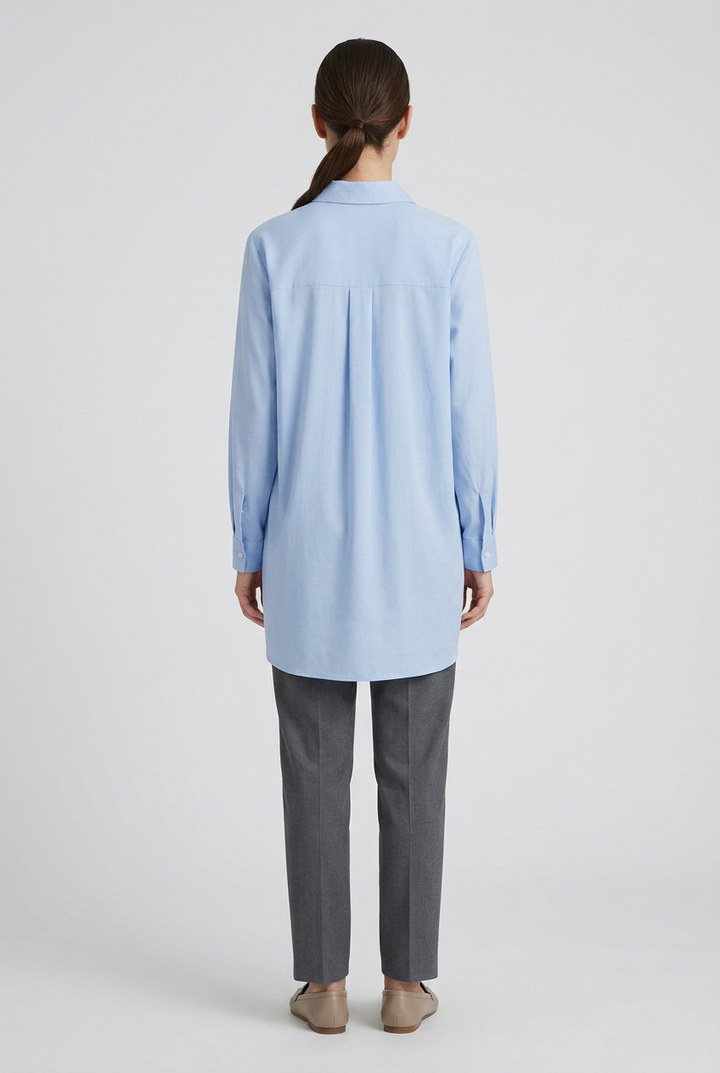 Skye | Oversized Poplin Shirt — Blue