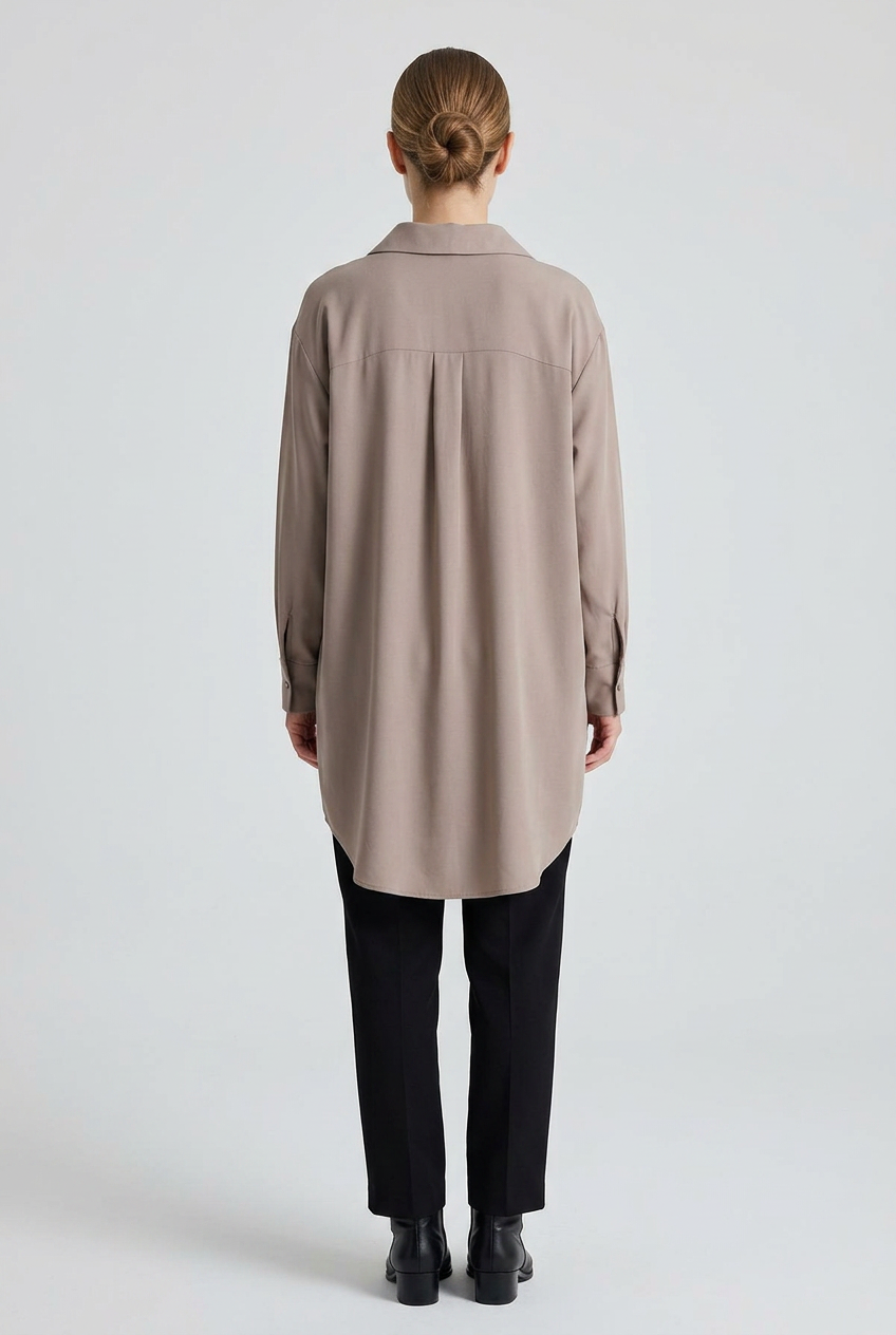 Skye | Oversized Poplin Shirt — Mocha