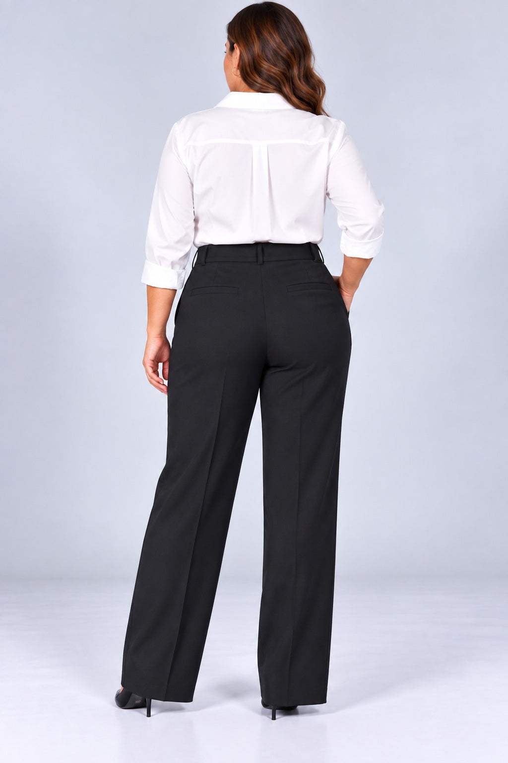 Hadley | Center Crease Straight Trousers [CLEARANCE -50%] — Black (back)