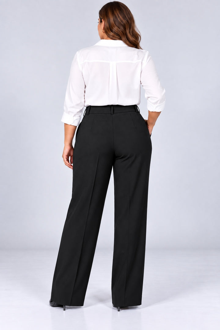 Sloane | Pleated Tailored Trousers [CLEARANCE -50%] — Black (back)