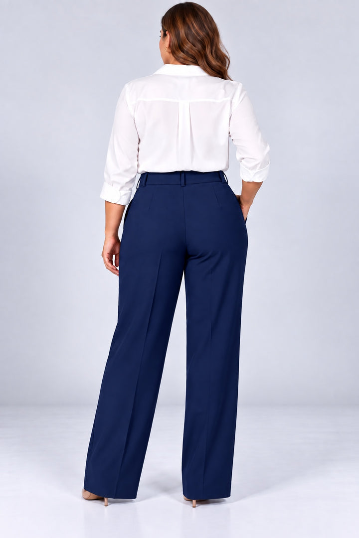 Sloane | Pleated Tailored Trousers [CLEARANCE -50%] — Navy (back)