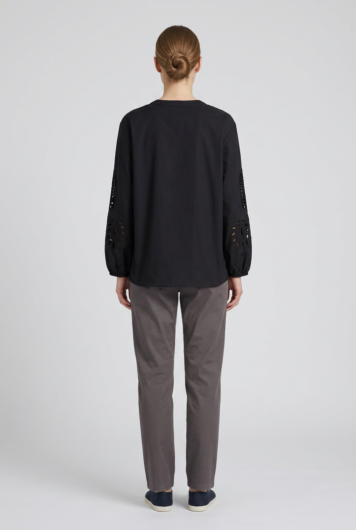 Odette | Crisp Cotton Shirt — Black (back)