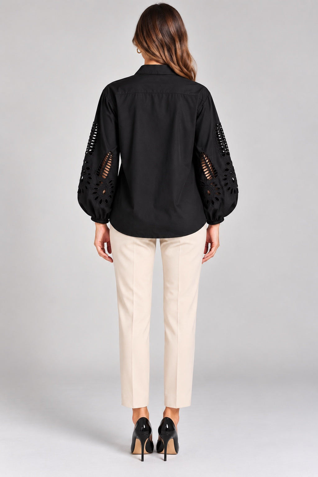 Odette | Crisp Cotton Shirt — Black (back)