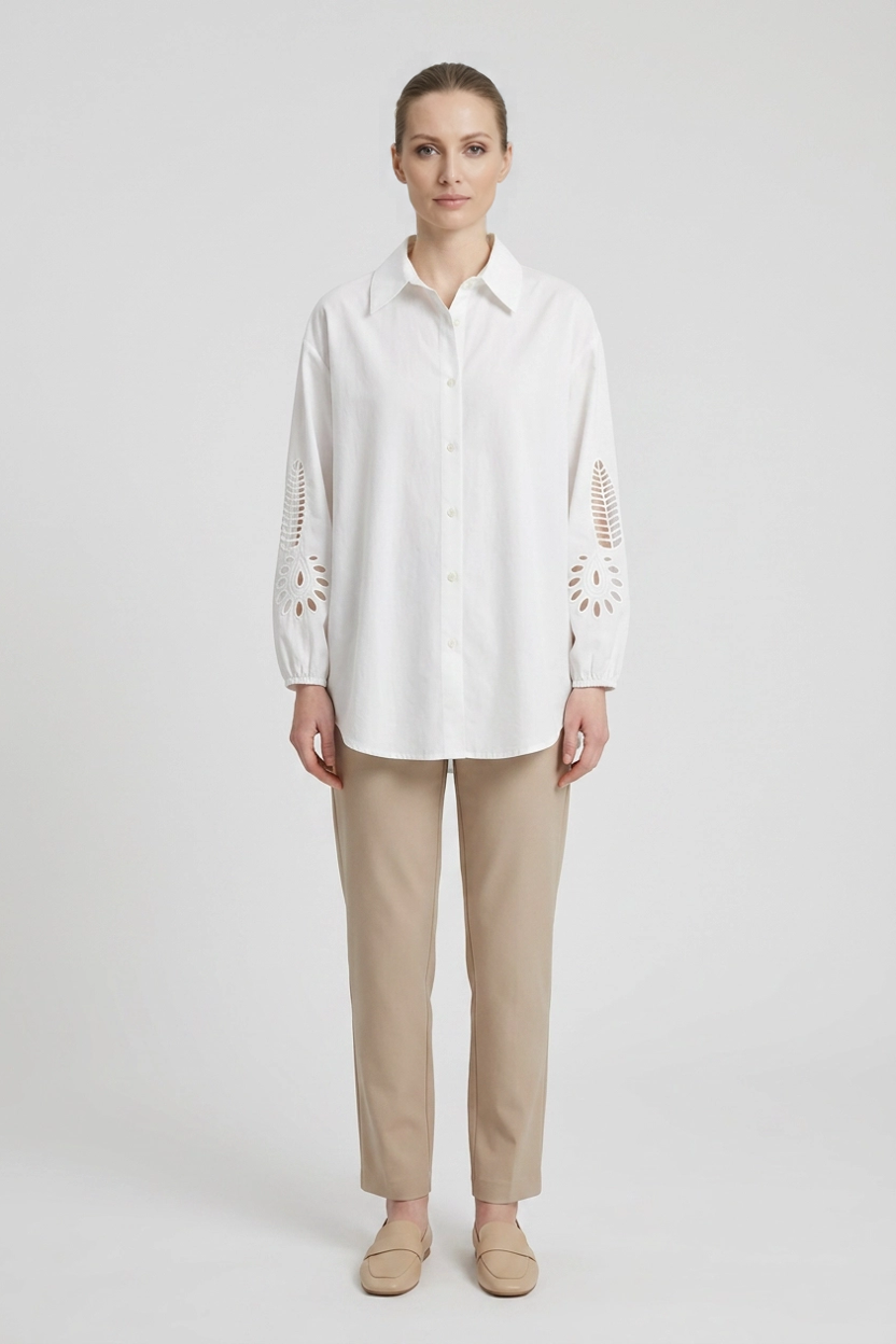 Odette | Crisp Cotton Shirt — White (front)