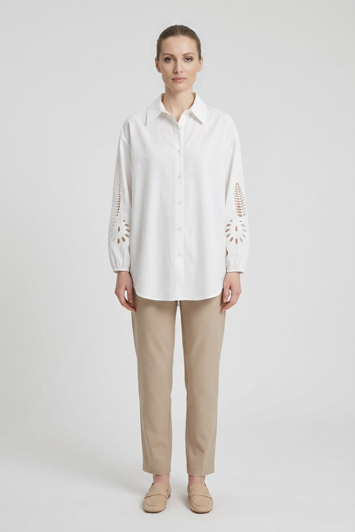 Odette | Crisp Cotton Shirt — White (front)