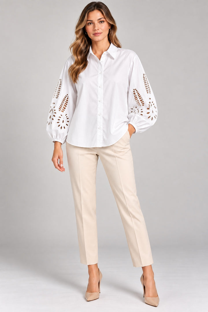 Odette | Crisp Cotton Shirt — White (front)