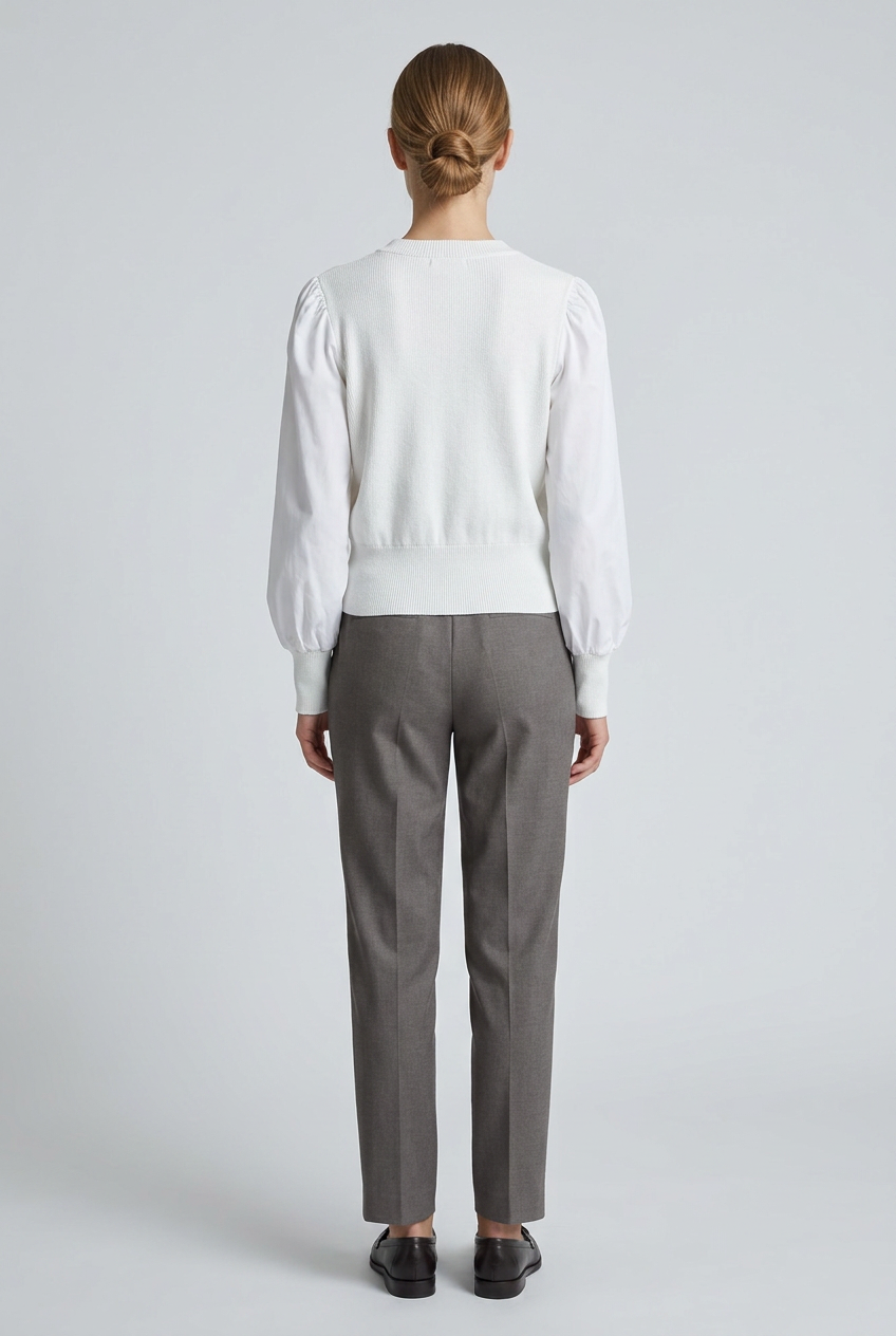 Margaux | Cable Knit Satin Sleeve Cardigan — White
