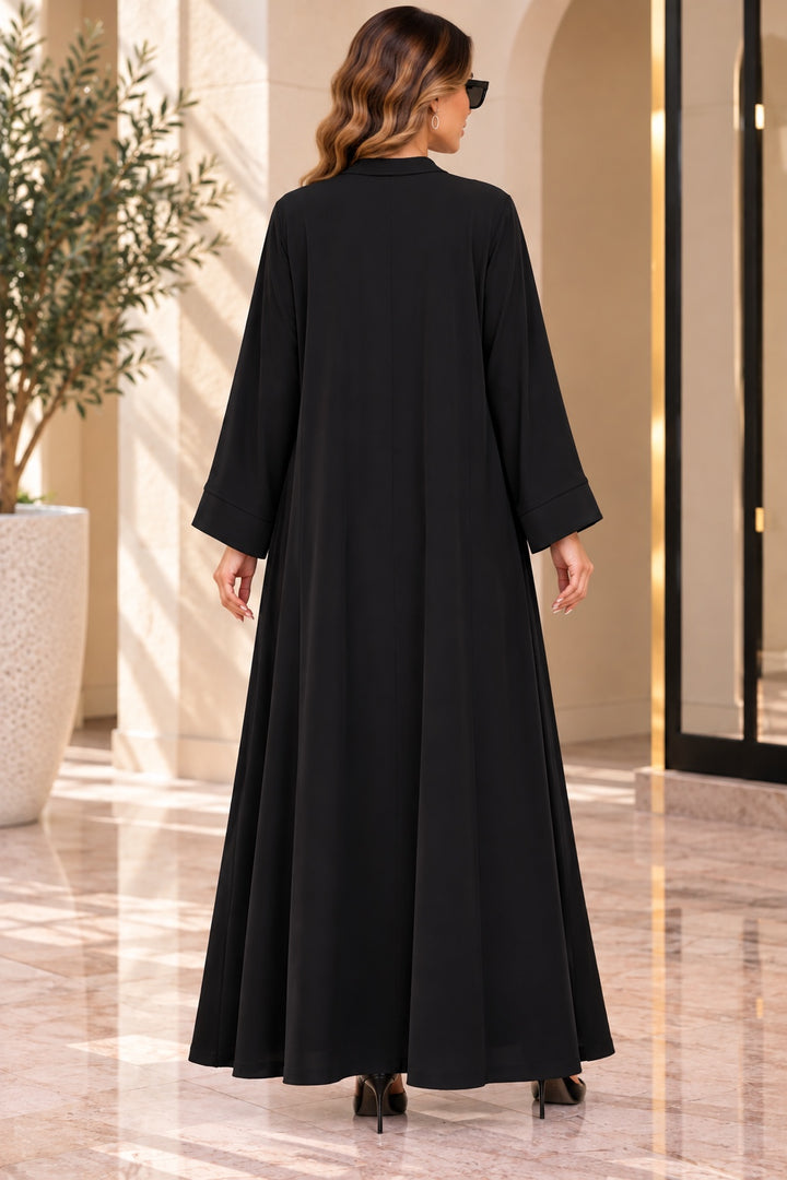 Nyla | Crepe Cocoon Abaya — Black (back)