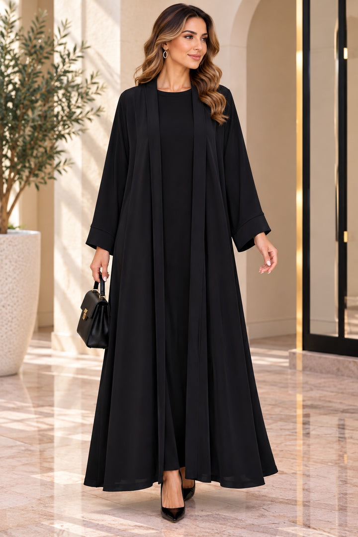 Nyla | Crepe Cocoon Abaya — Black (front)