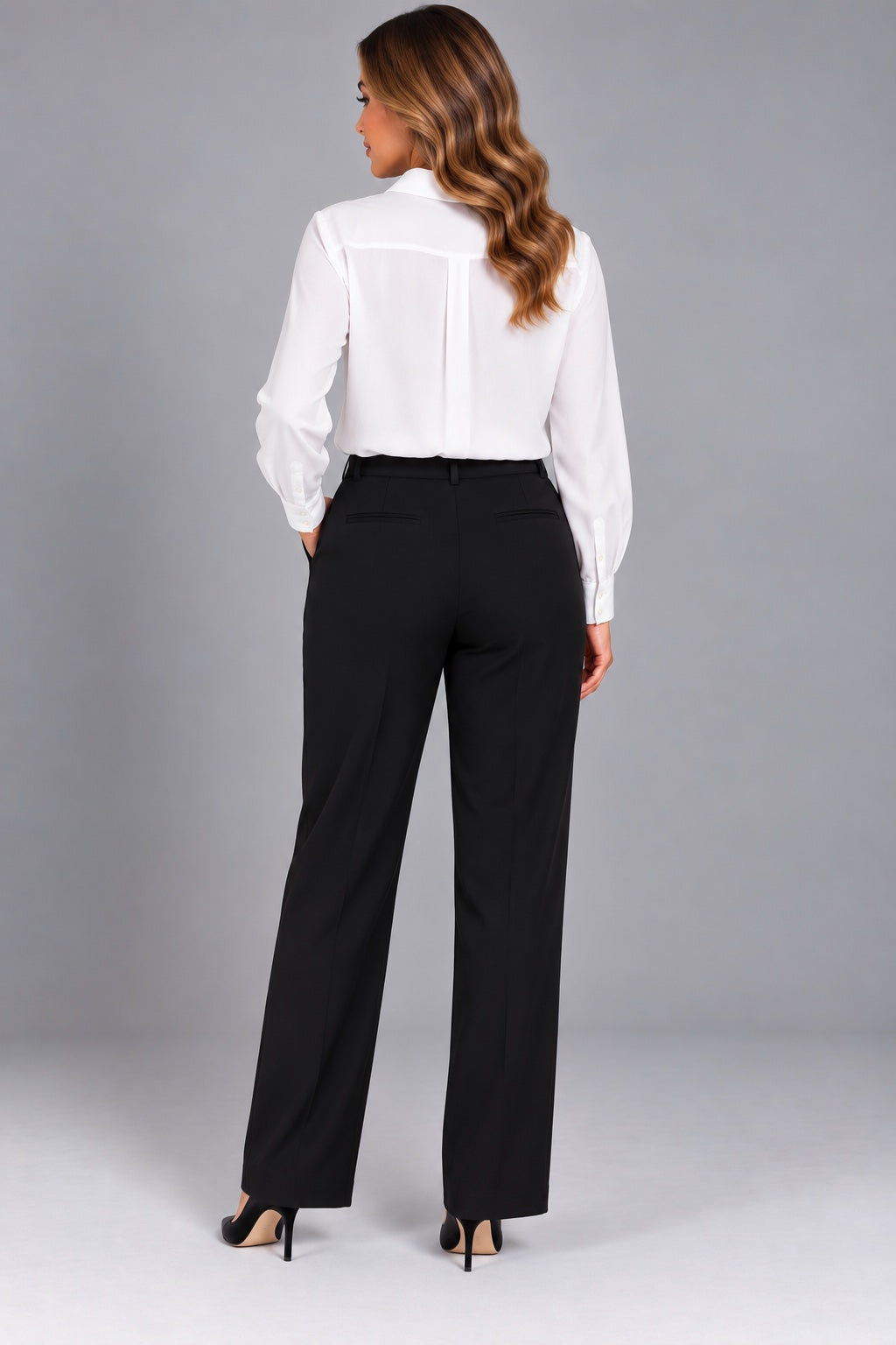 Sterling | Pocket Detail Straight Trousers [CLEARANCE -50%] — Black (back)