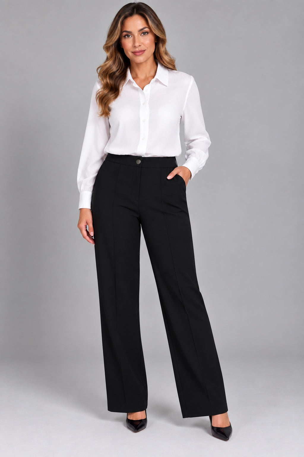 Sterling | Pocket Detail Straight Trousers [CLEARANCE -50%] — Black (front)