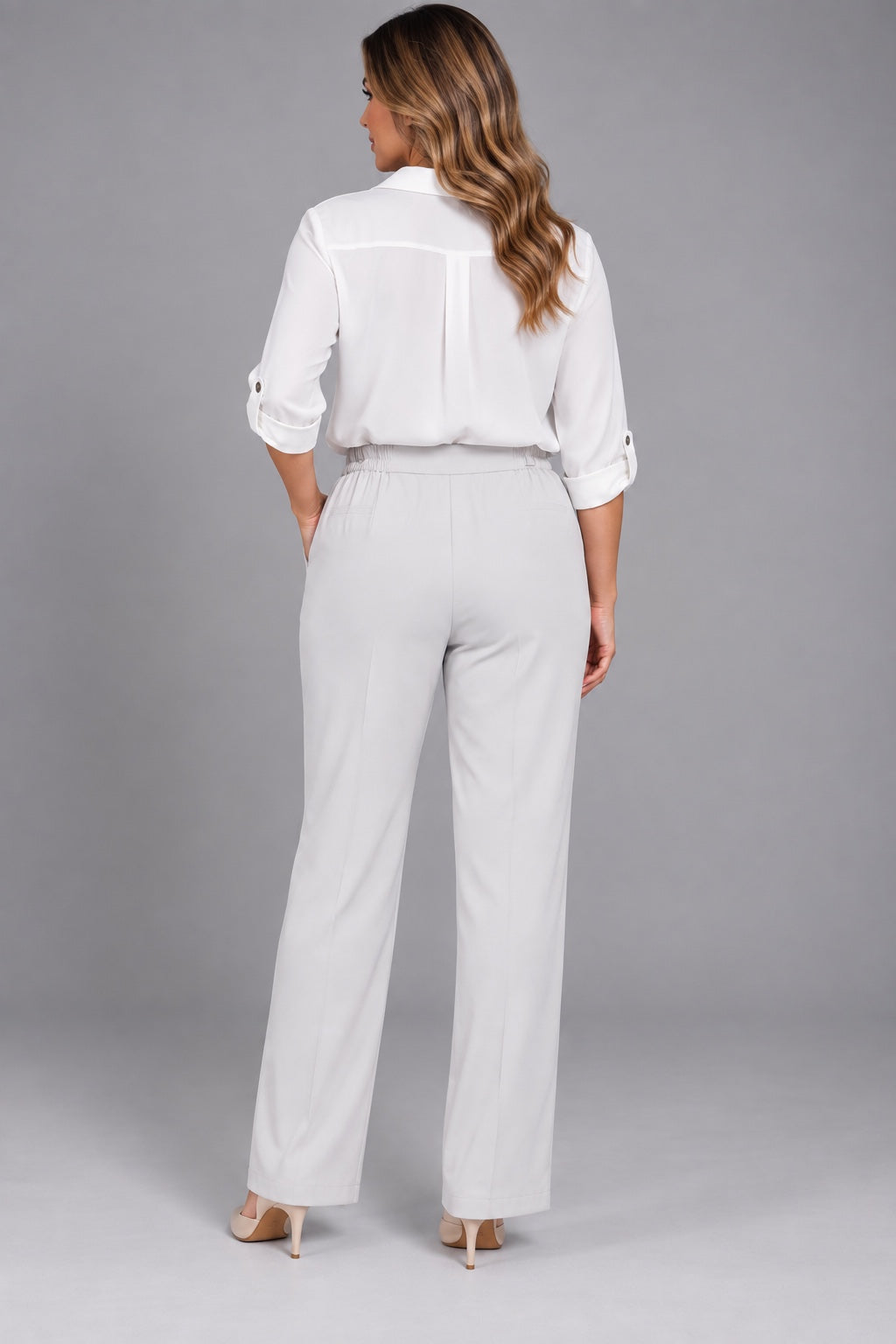 Sterling | Pocket Detail Straight Trousers [CLEARANCE -50%] — Gray (back)