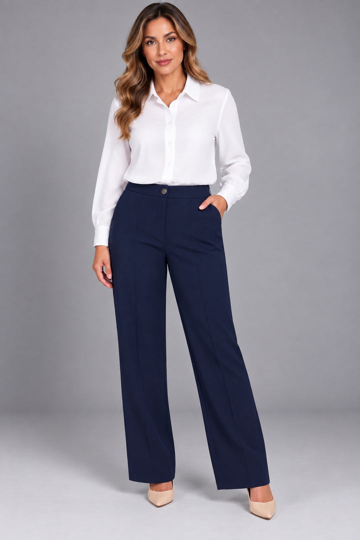 Sterling | Pocket Detail Straight Trousers [CLEARANCE -50%] — Navy (front)